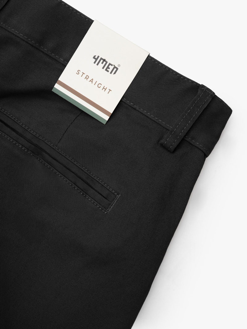 Quần Short Kaki Diễu 2 Bên Miệng Túi Form Straight QS074 Màu Đen