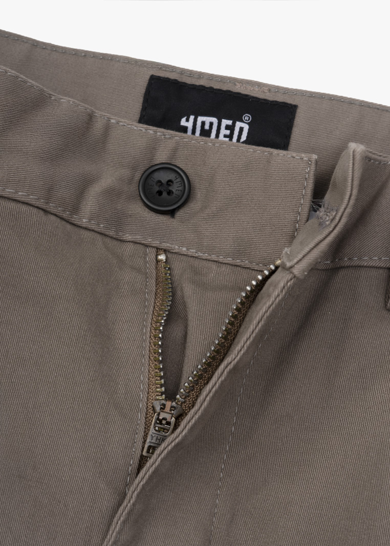 Quần Short Kaki Diễu 2 Bên Miệng Túi Form Straight QS074 Màu Nâu Nhạt