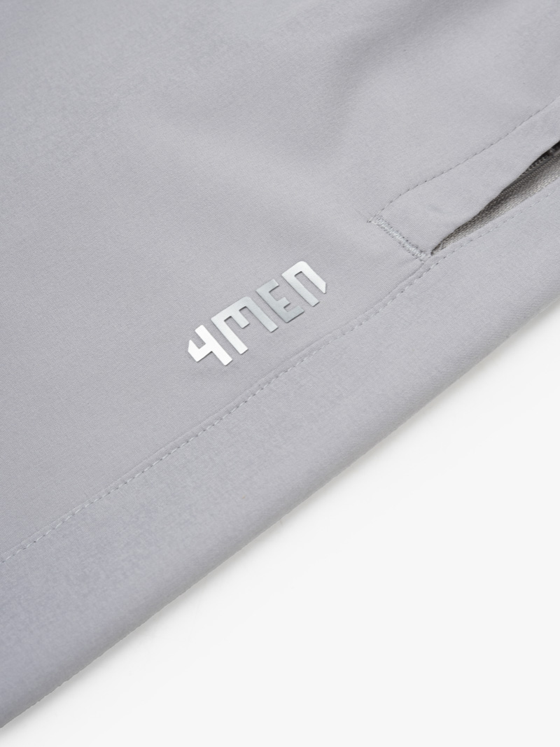 Quần Short Thể Thao In Chữ 4MEN ở Túi Form Relax Sport QS077 Màu Xám Nhạt