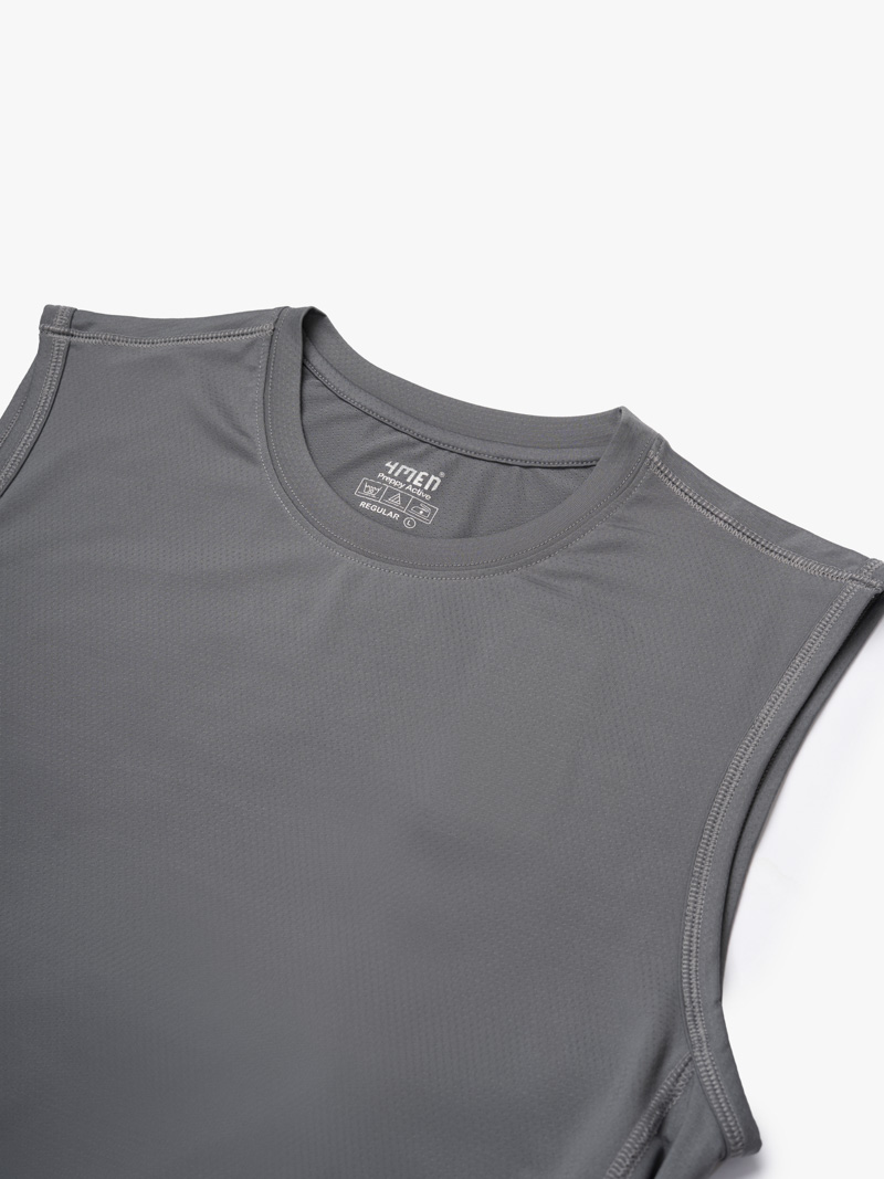 Áo Ba Lỗ In Logo 4MEN Club Sau Lưng Form Regular AT179 Màu Xám