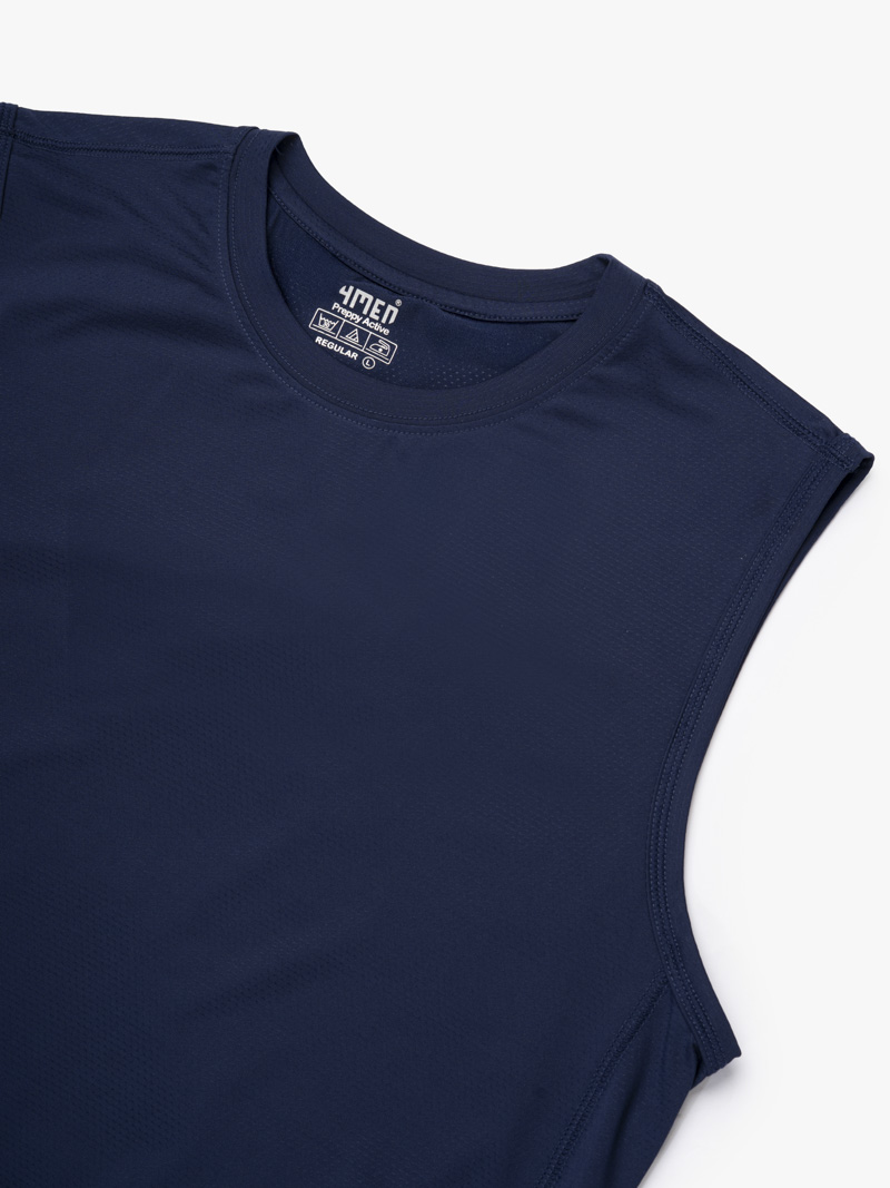 Áo Ba Lỗ In Logo 4MEN Club Sau Lưng Form Regular AT179 Màu Xanh Đen