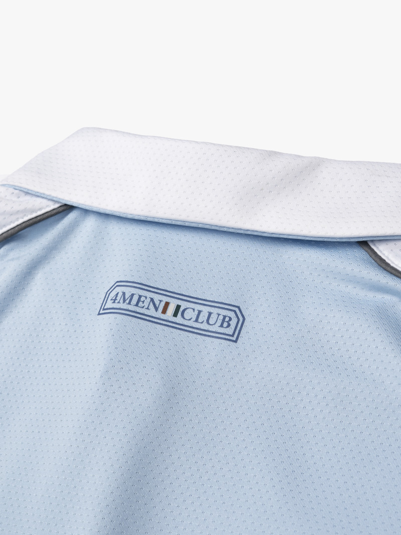 Áo Polo Thể Thao Phối In Logo 4MEN Club Sau Lưng Form Regular PO169 Màu Xanh Biển