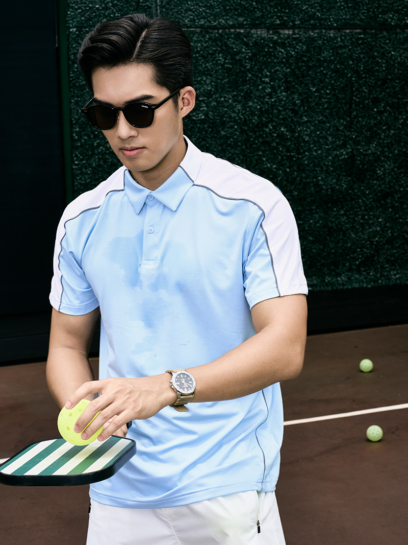 Áo Polo Thể Thao Phối In Logo 4MEN Club Sau Lưng Form Regular PO169 Màu Xanh Biển