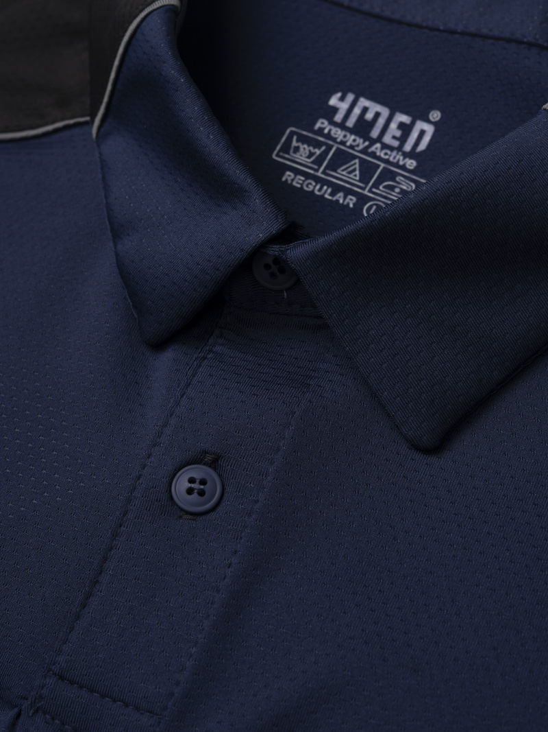 Áo Polo Thể Thao Phối In Logo 4MEN Club Sau Lưng Form Regular PO169 Màu Xanh Đen