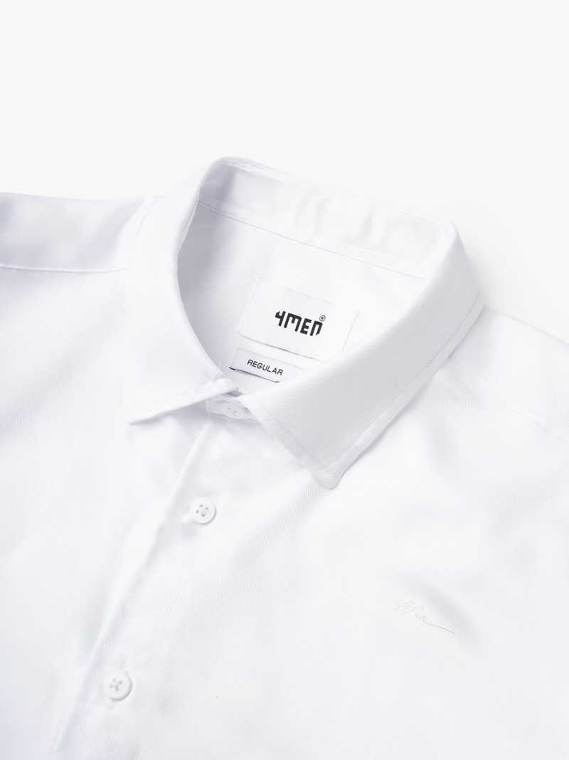 Áo Sơ Mi Tay Ngắn Sớ Chéo Thêu Chữ 4M Form Regular SM179