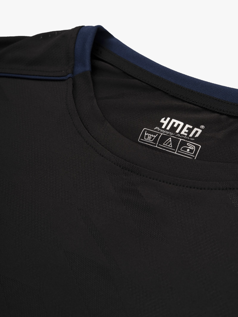 Áo Thun Thể Thao Cổ Phối 2 Màu Form Regular AT176 Màu Đen