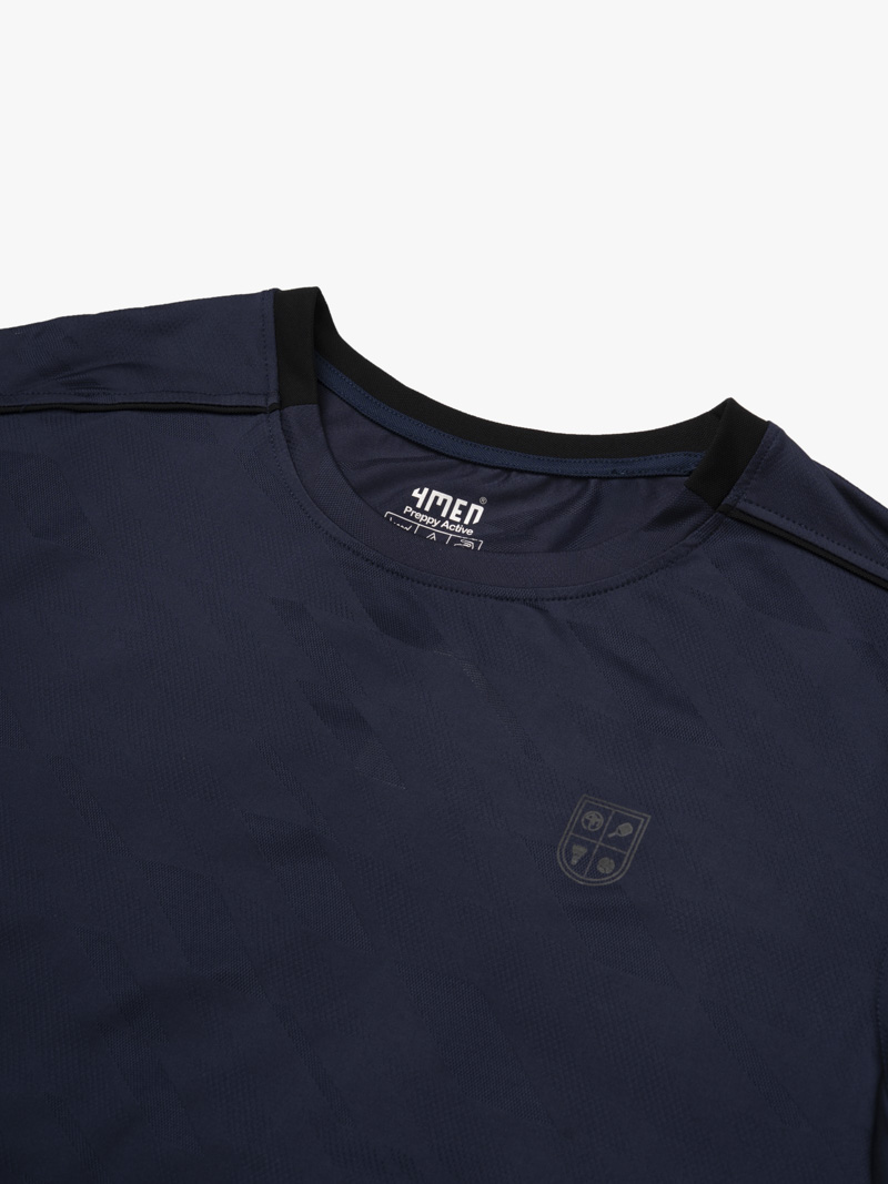 Áo Thun Thể Thao Cổ Phối 2 Màu Form Regular AT176 Màu Xanh Đen