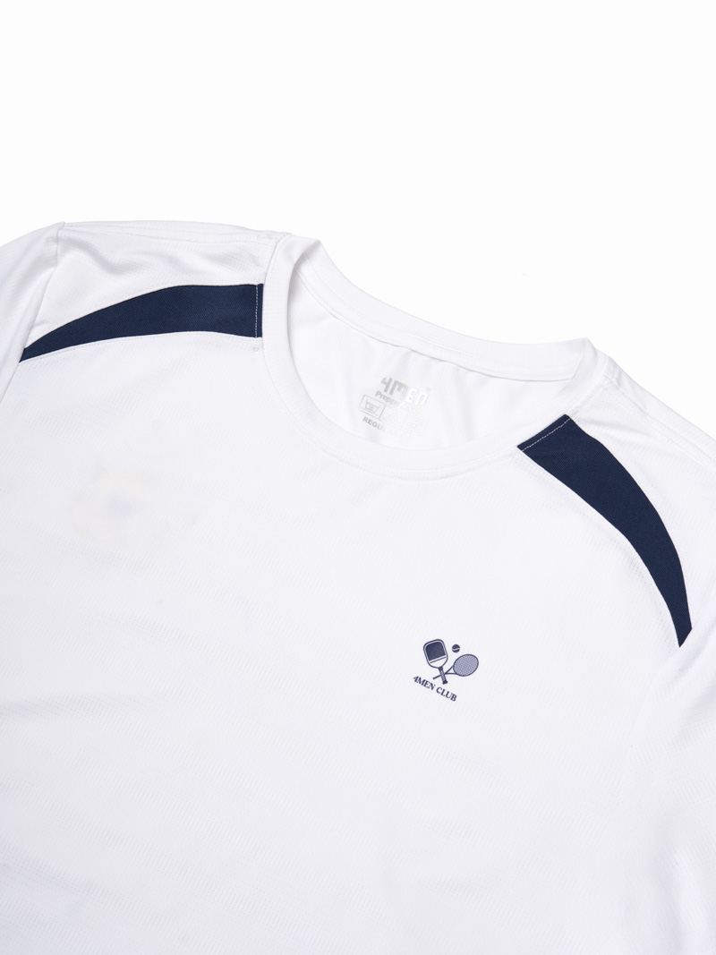 Áo Thun Thể Thao Phối Vai Form Regular AT177 Màu Trắng