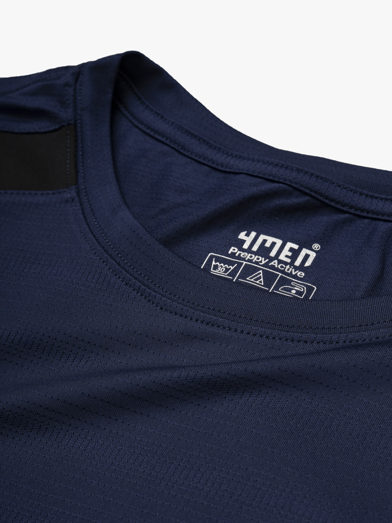 Áo Thun Thể Thao Phối Vai Form Regular AT177 Màu Xanh Đen