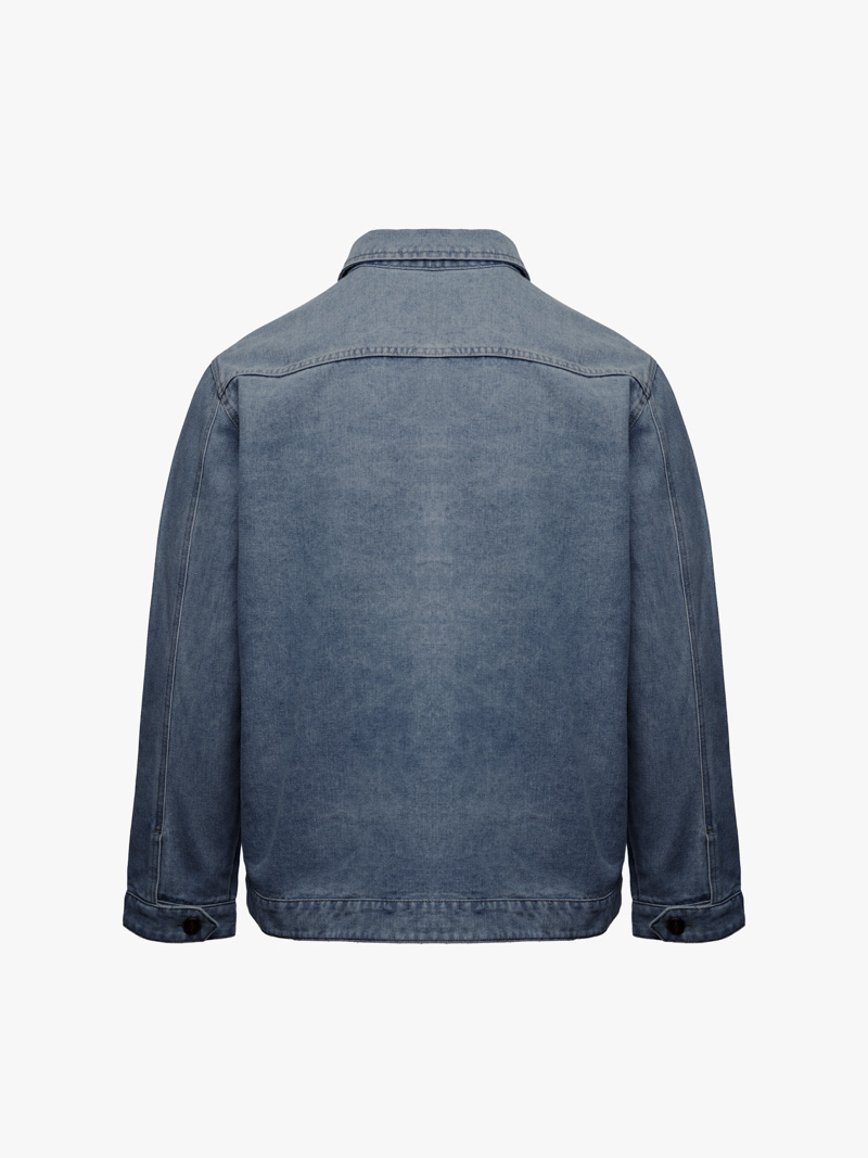 Áo Khoác Jean Trơn Túi Hộp 2 Bên Form Regular AK077 Màu Xanh Biển Đậm