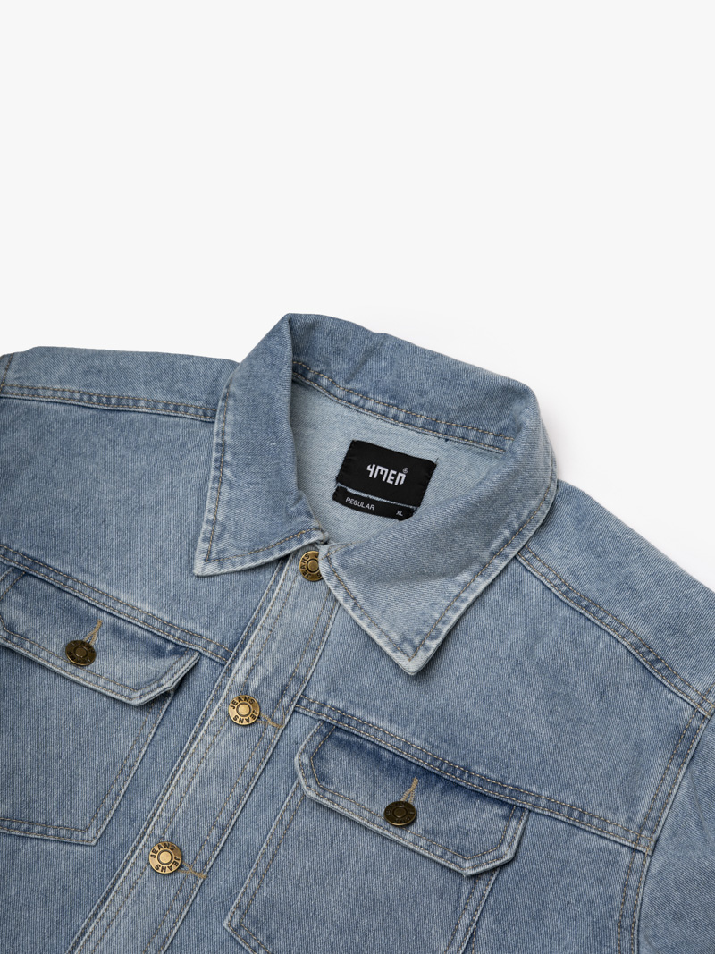 Áo Khoác Jean Trơn Túi Hộp 2 Bên Form Regular AK077 Màu Xanh Biển Nhạt