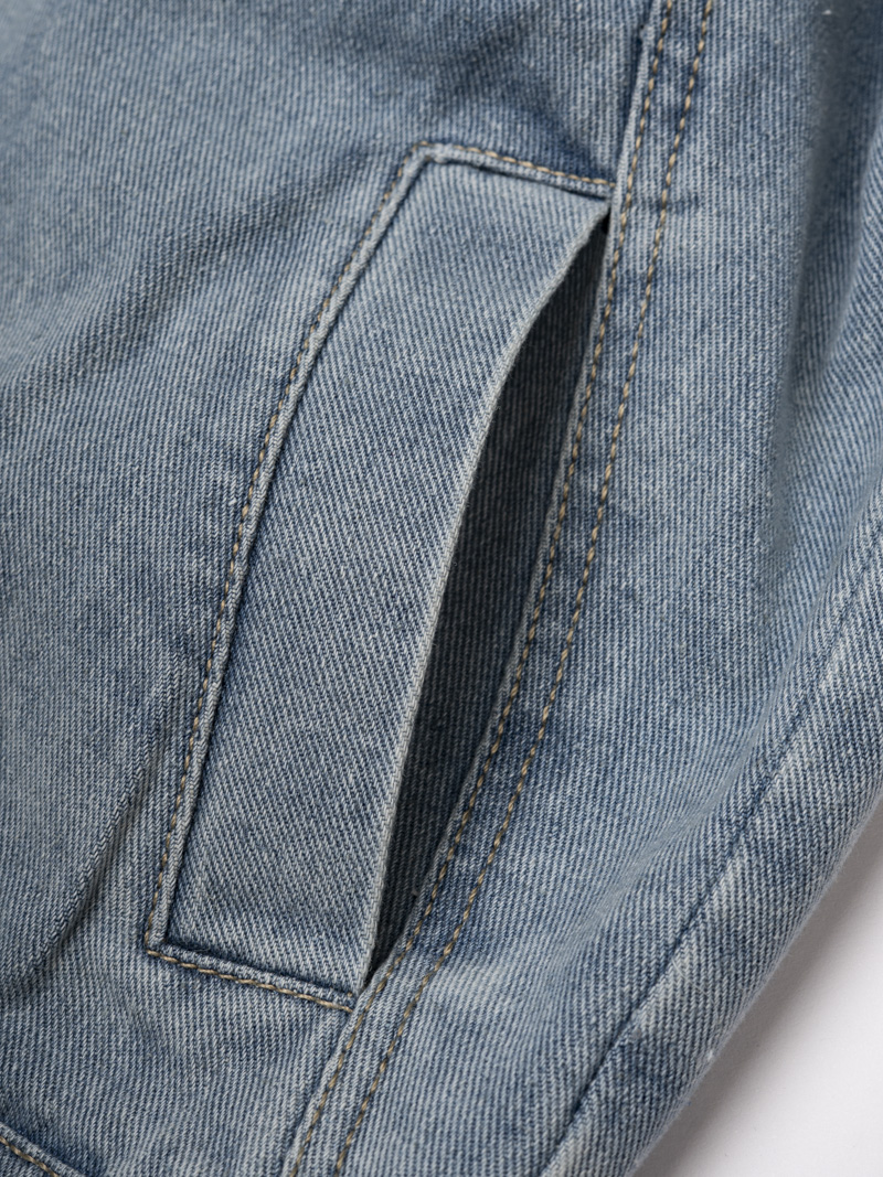 Áo Khoác Jean Trơn Túi Hộp 2 Bên Form Regular AK077 Màu Xanh Biển Nhạt