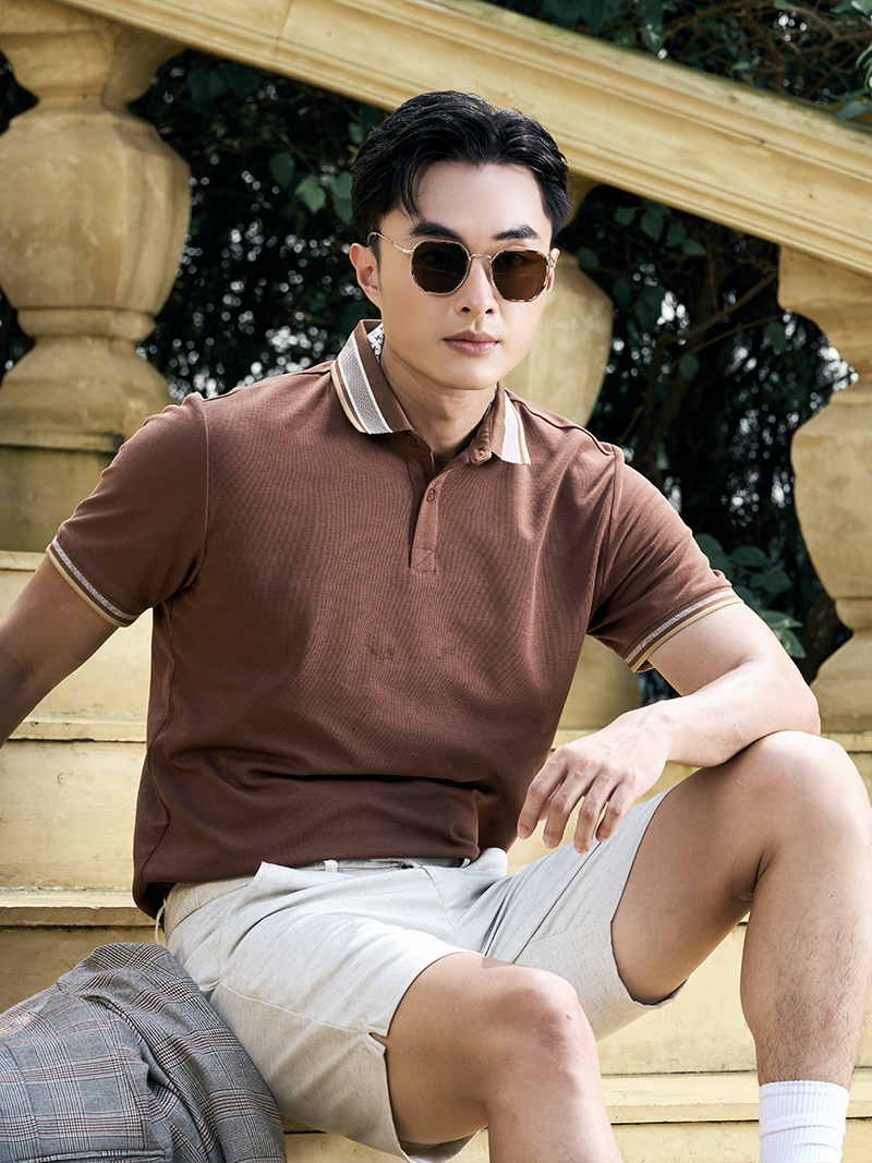 Áo Polo Cổ Phối Màu Form Regular PO172 Màu Nâu