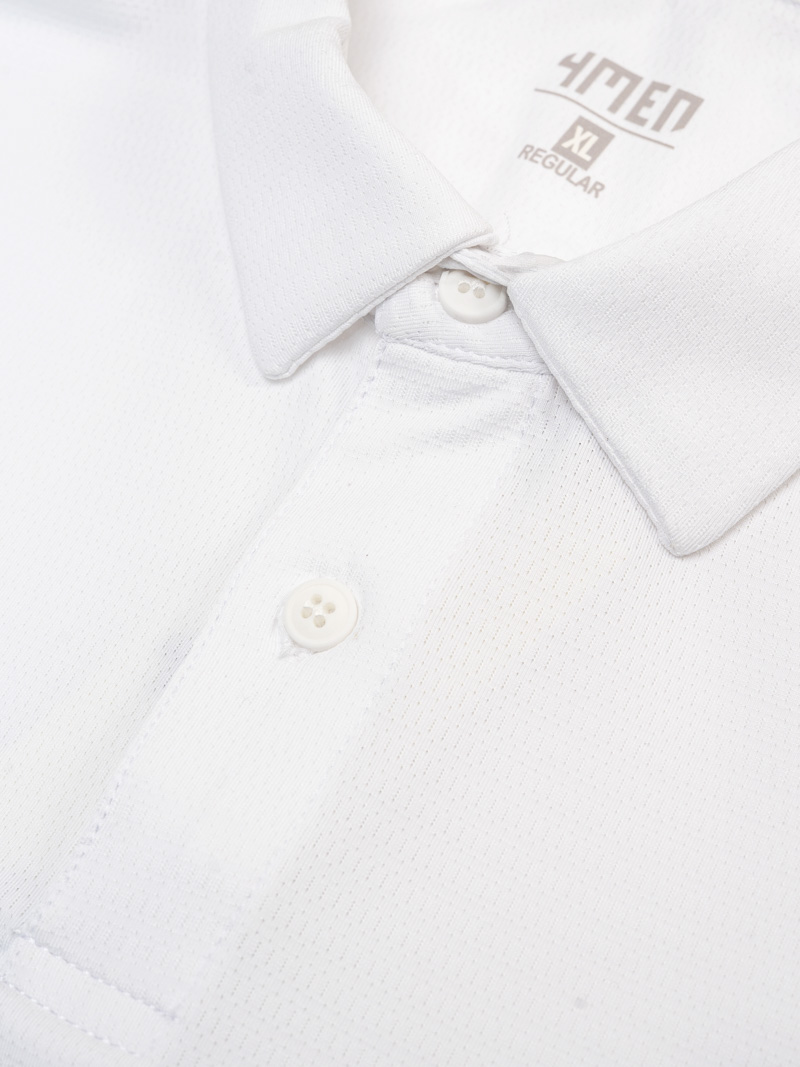 Áo Polo Thể Thao In Logo 4M Tròn Form Regular PO171 Màu Trắng