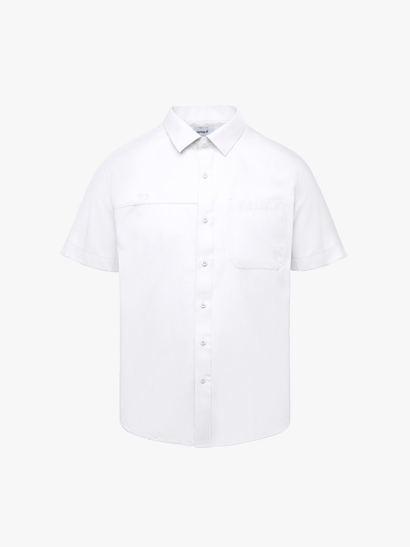 Áo Sơ Mi Tay Ngắn Thêu Logo M Form Regular SM197 Màu Trắng