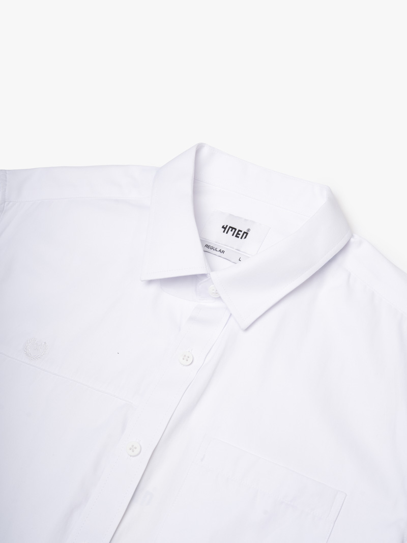 Áo Sơ Mi Tay Ngắn Thêu Logo M Form Regular SM197 Màu Trắng