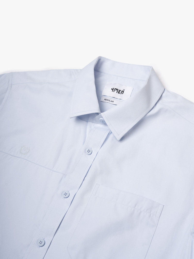 Áo Sơ Mi Tay Ngắn Thêu Logo M Form Regular SM197 Màu Xanh Biển