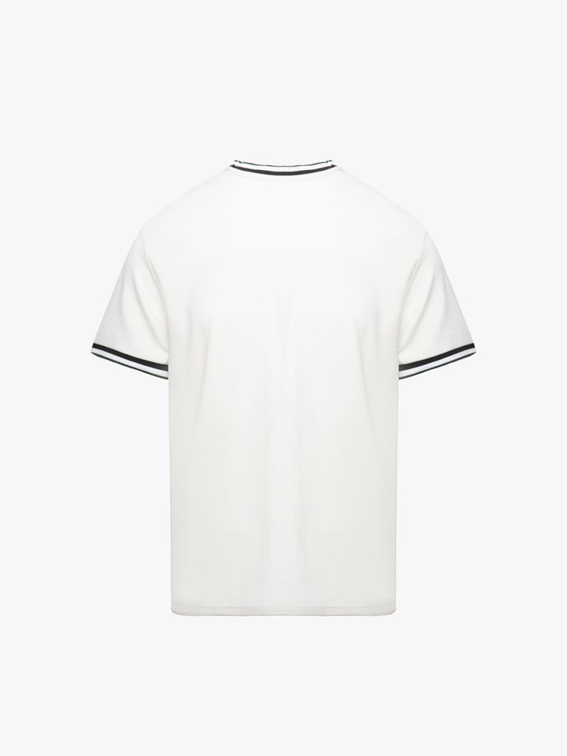 Áo Thun Cổ Tròn Phối Bo Form Regular AT180 Màu Trắng