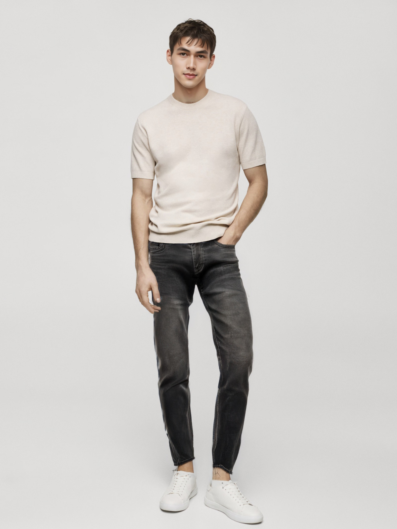 Quần Jean Diễu Túi Sau Form Slimfit QJ117 Màu Xám Đậm