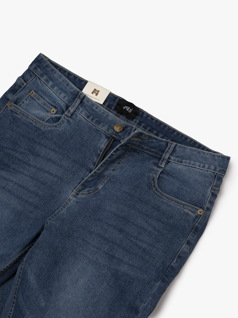 Quần Jean Diễu Túi Sau Form Slimfit QJ117 Màu Xanh Biển Đậm