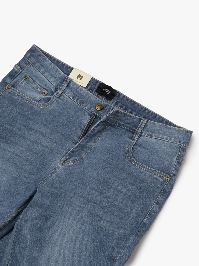 Quần Jean Diễu Túi Sau Form Slimfit QJ117 Màu Xanh Biển Nhạt