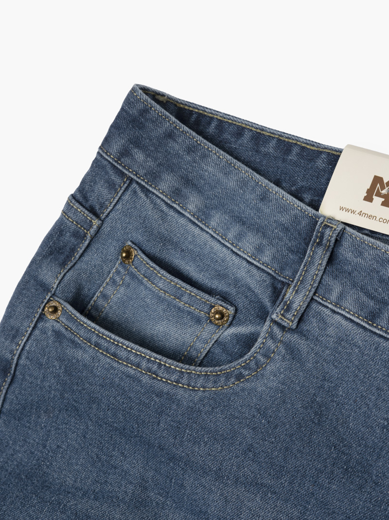 Quần Jean Diễu Túi Sau Form Slimfit QJ117 Màu Xanh Biển Nhạt