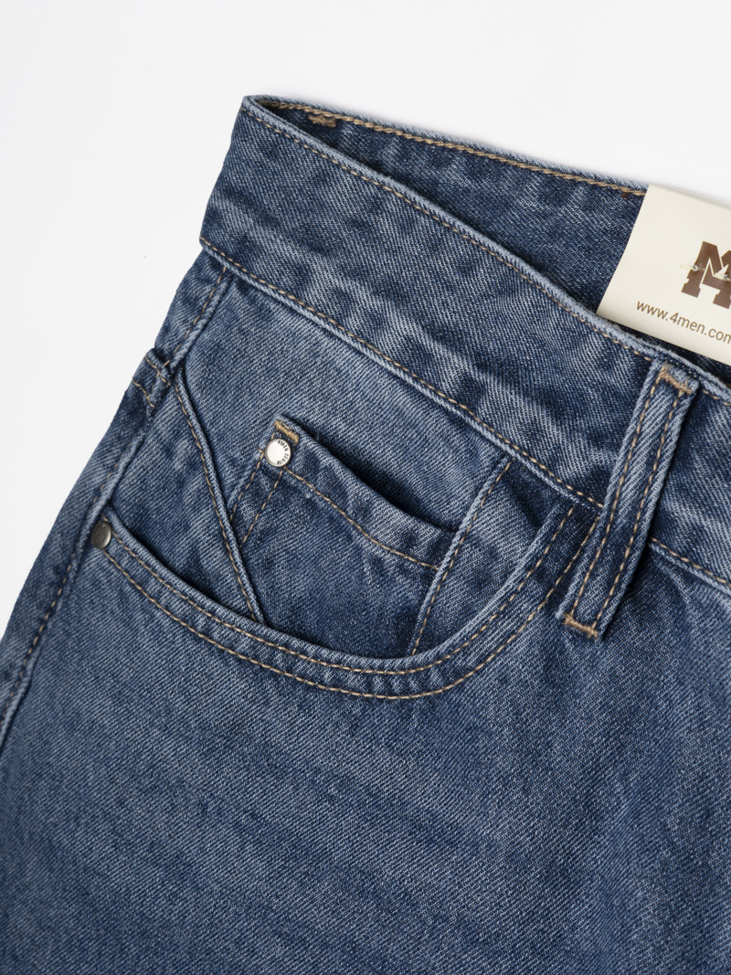 Quần Jean Rã Diễu Thêu Chữ Just Breath Form Straight QJ119 Màu Xanh Biển Đậm