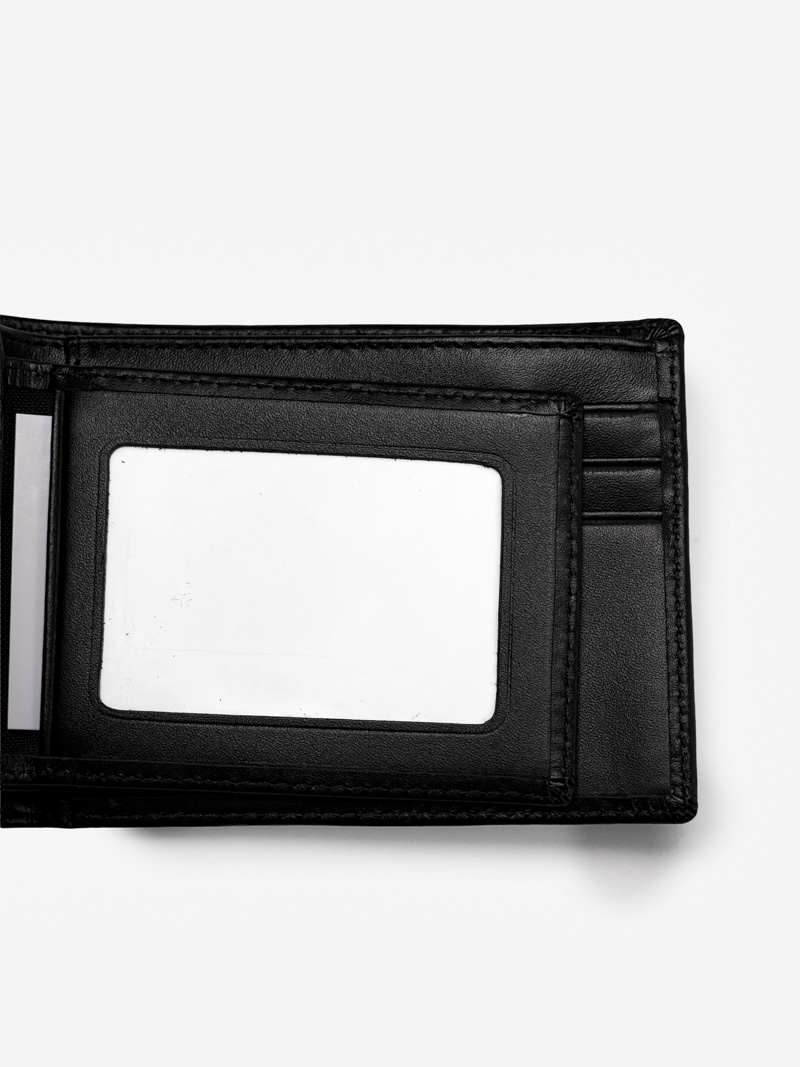 VÍ DA CHÂN KIM CÁNH LẬT TRƠN DÁNG NGANG BV056 Màu Đen