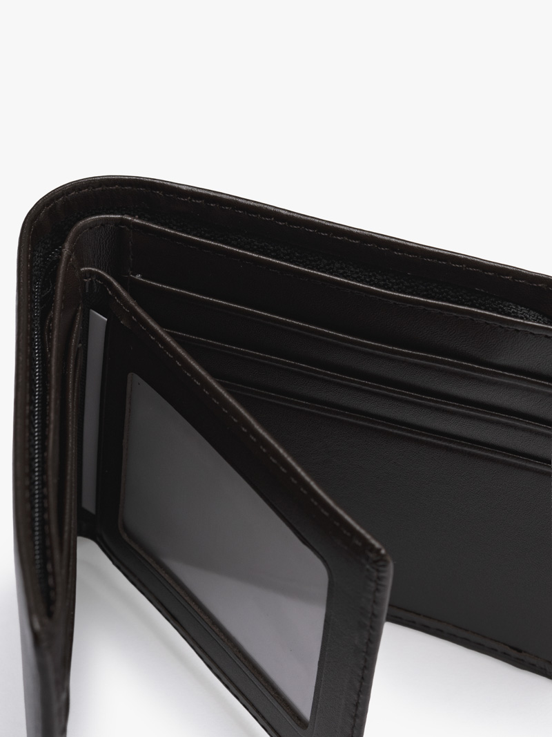 VÍ DA CHÂN KIM CÁNH LẬT TRƠN DÁNG NGANG BV056 Màu Nâu