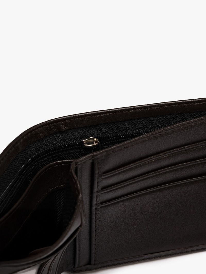 VÍ DA NAPPA CÓ KHÓA DÁNG NGANG BV057 Màu Nâu