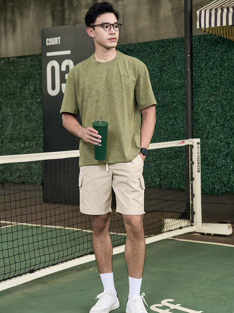 Quần Short Kaki Trang Trí Đường Diễu 2 Bên Túi Hộp Form Straight QS073 Màu Be Đậm