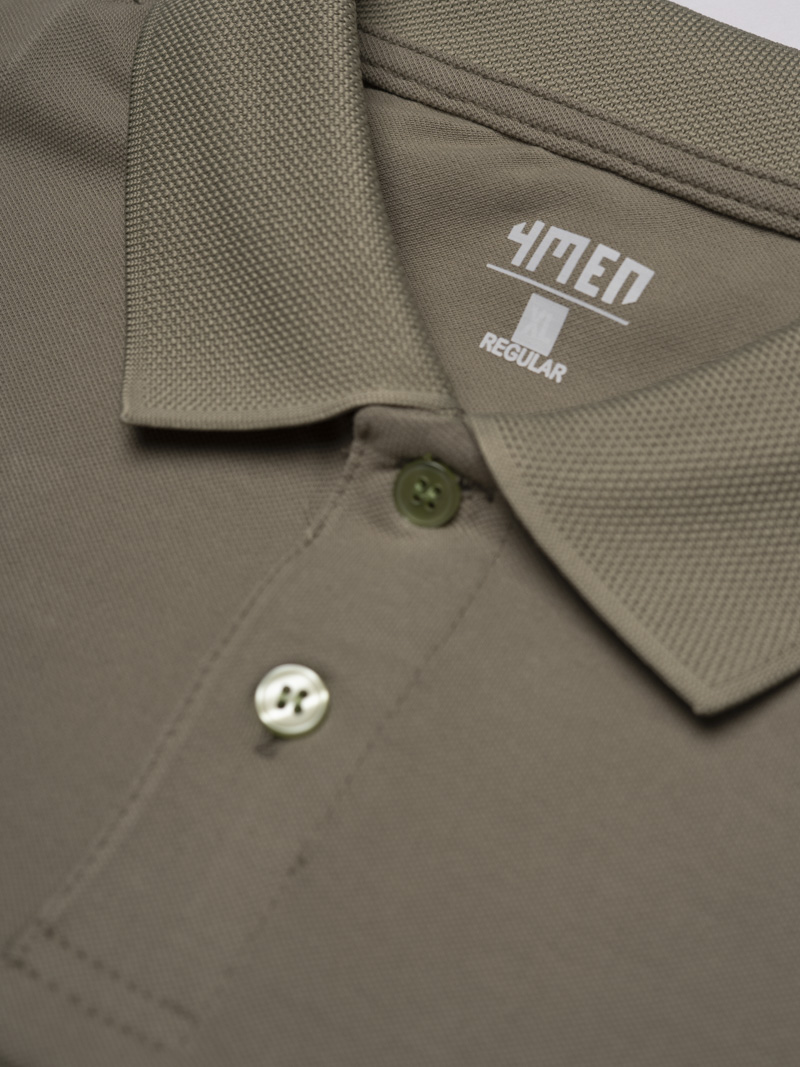 Áo Polo Cá Sấu In Sọc 2 Bên Form Regular PO178 Màu Rêu