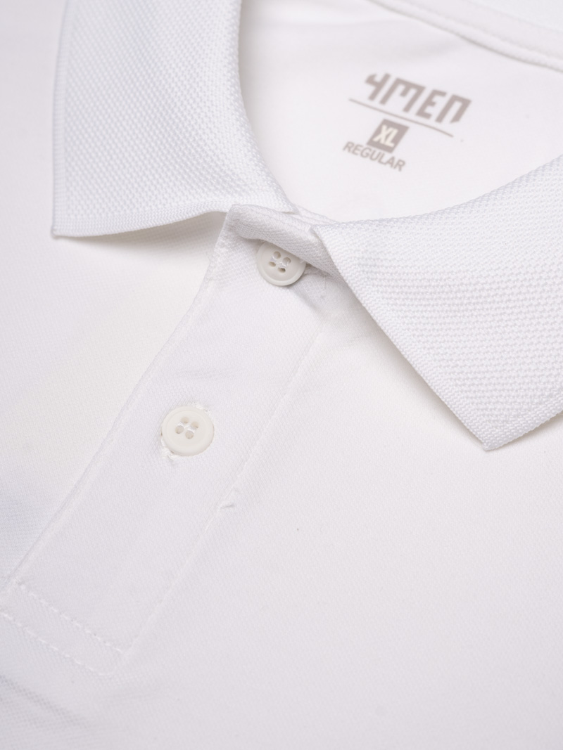 Áo Polo Cá Sấu In Sọc 2 Bên Form Regular PO178 Màu Trắng