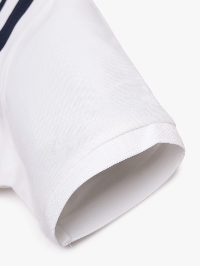 Áo Polo Cá Sấu In Sọc 2 Bên Form Regular PO178 Màu Trắng