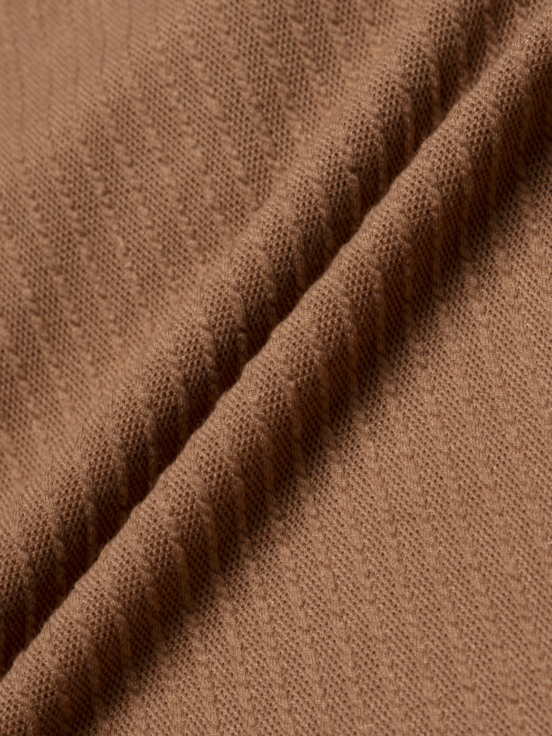 Áo Polo Dệt Kim Gân Nổi Form Regular PO176 Màu Nâu Nhạt