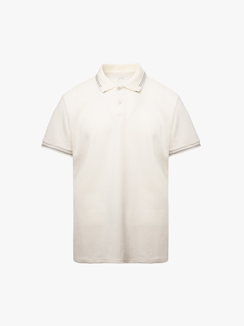 Áo Polo Dệt Kim Gân Nổi Form Regular PO176 Màu Trắng