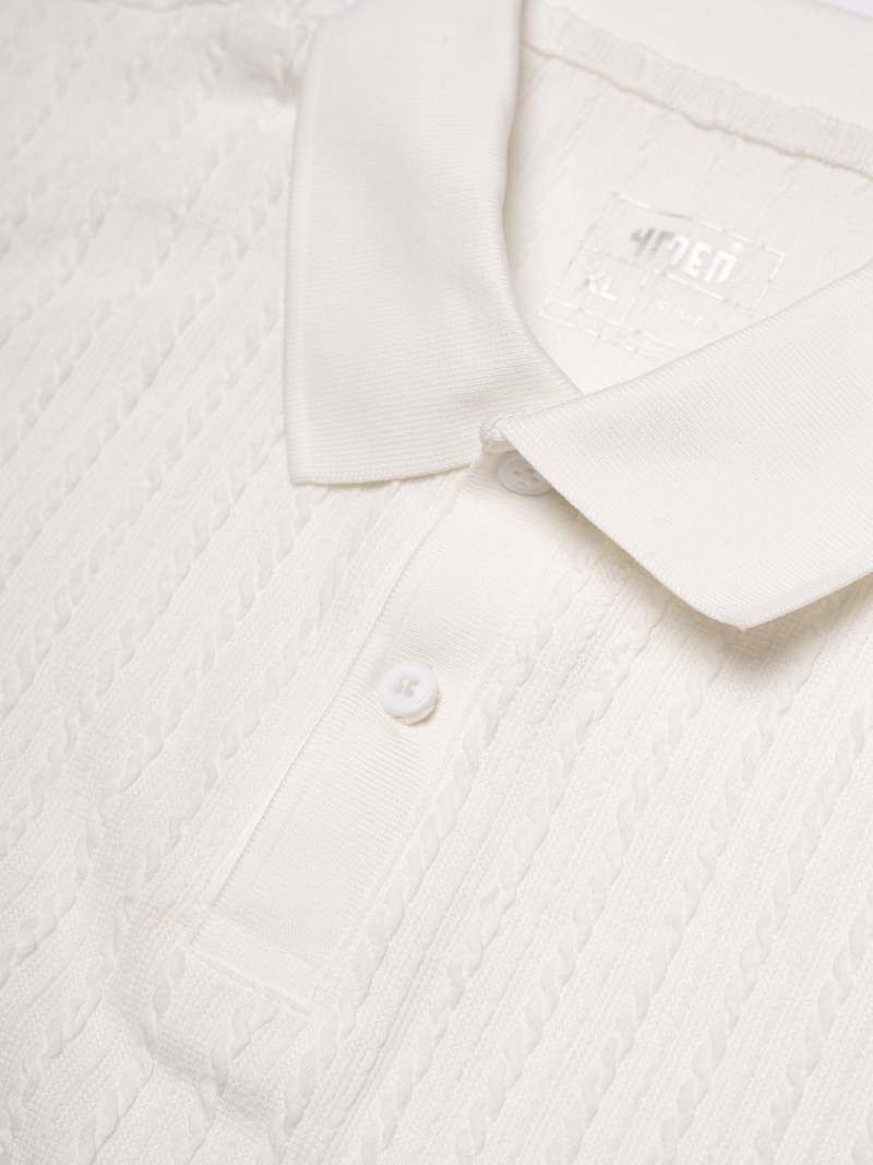 Áo Polo Dệt Kim Vặn Thừng Form Slimfit PO177 Màu Trắng