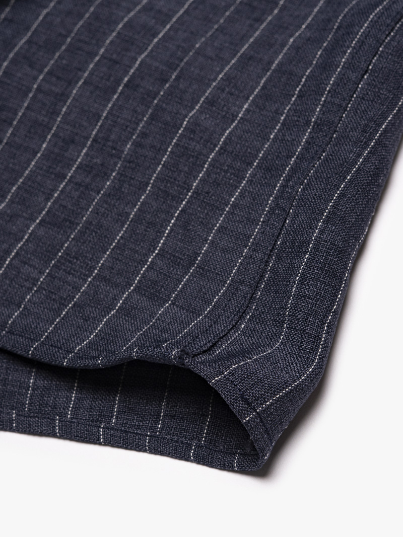 Áo Sơ Mi Sọc Tay Ngắn Thêu Logo M Form Regular SM198 Màu Sọc Xanh Đen