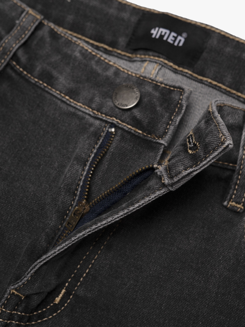 Quần Jean Rã Diễu Trang Trí Thêu 4M Form Regular QJ121 Màu Xám