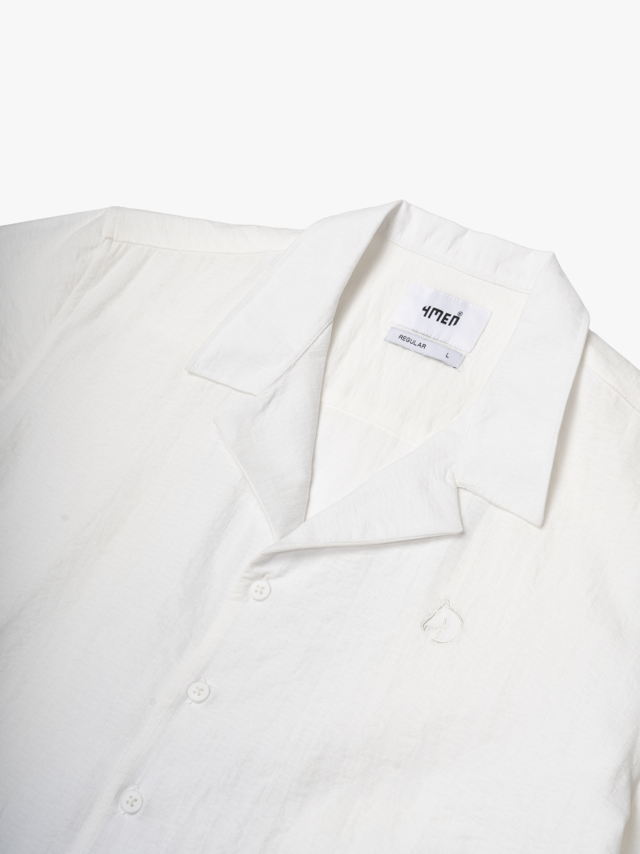 Áo Sơ Mi Cổ Cuban Thêu Đầu Ngựa Form Regular SM200 Màu Trắng