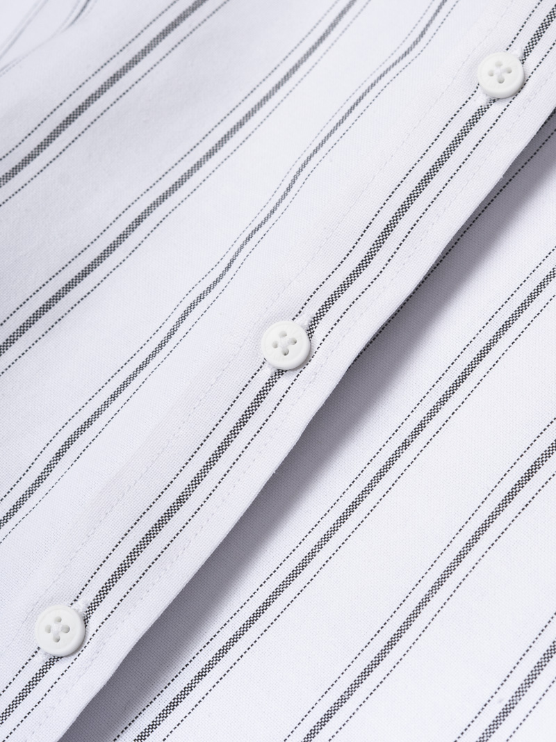 Áo Sơ Mi Sọc Thêu Logo Ngựa Form Regular SM202 Màu Sọc Trắng