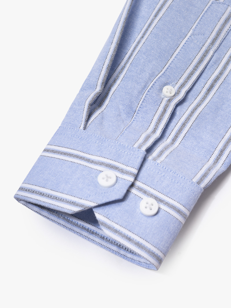 Áo Sơ Mi Sọc Thêu Logo Ngựa Form Regular SM202 Màu Sọc Xanh Biển