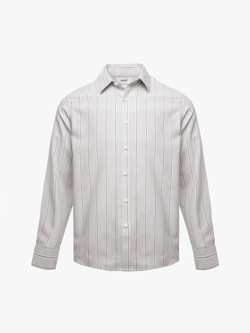 Áo Sơ Mi Sọc Thêu Logo Ngựa Form Regular SM202 Màu Sọc Xám
