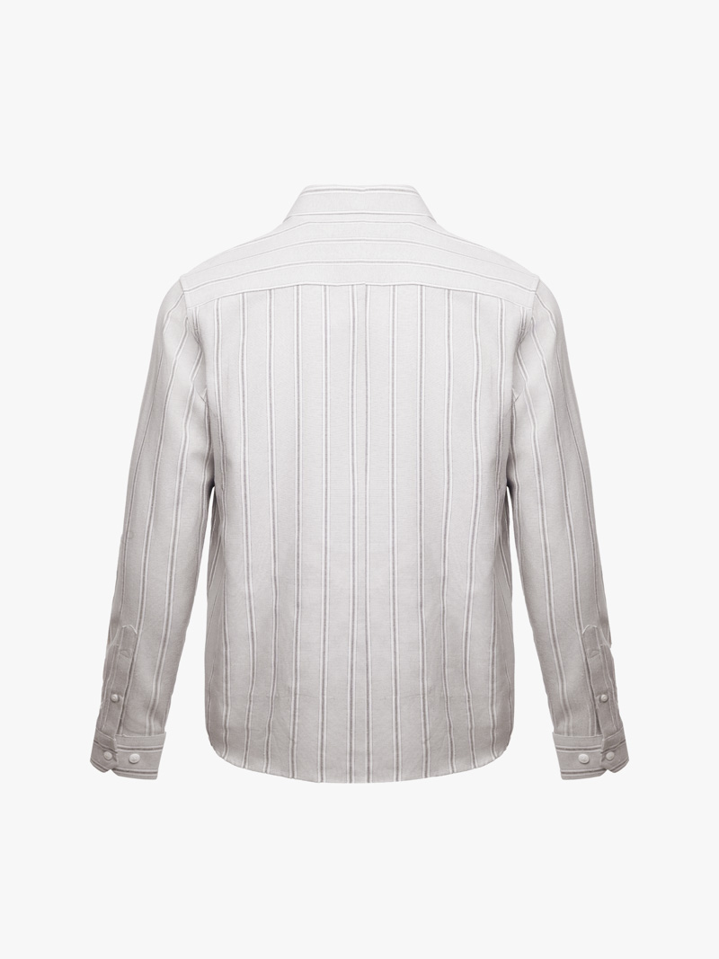 Áo Sơ Mi Sọc Thêu Logo Ngựa Form Regular SM202 Màu Sọc Xám