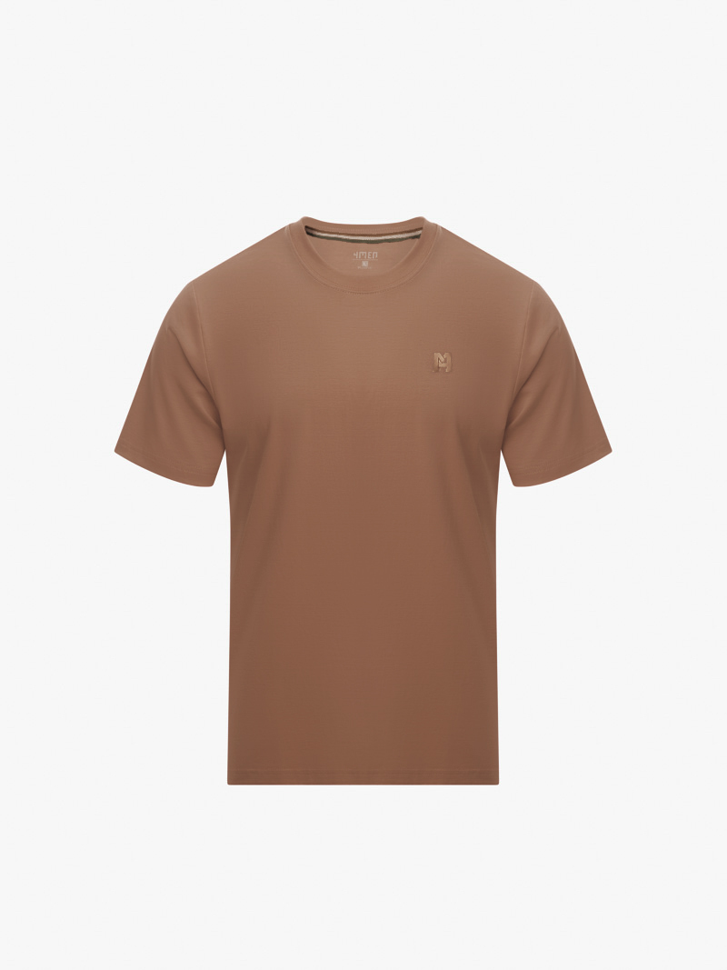 Áo Thun Cổ Tròn Trơn Form Slimfit AT132 Màu Nâu