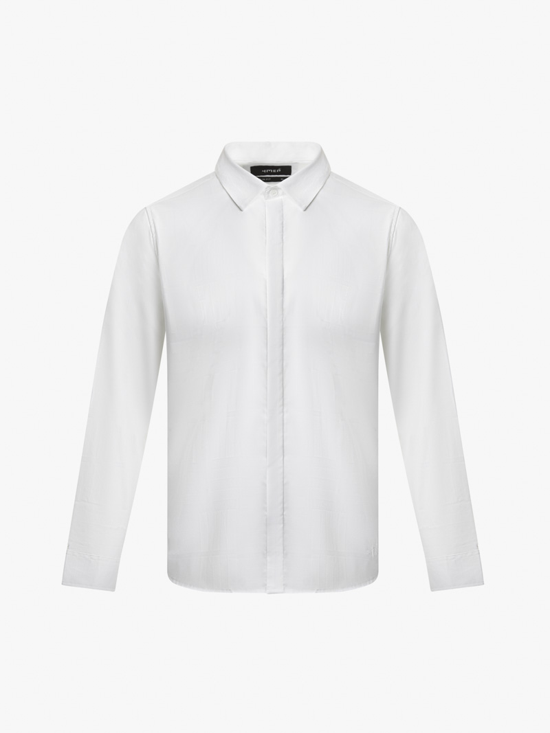 Áo Sơ Mi Caro Vải Bamboo Thêu Gentlemen Ở Lai Form Slimfit SM154 Màu Trắng