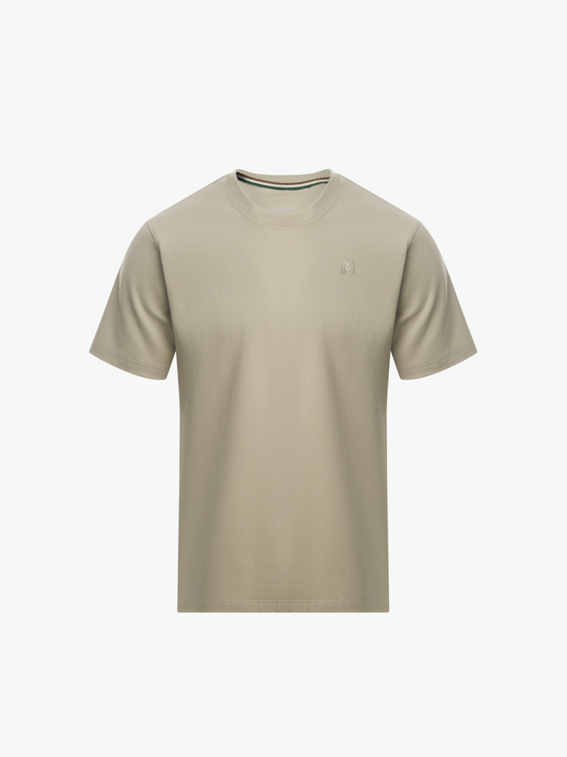 Áo Thun Cổ Tròn Trơn Form Slimfit AT132 Màu Be Nhạt