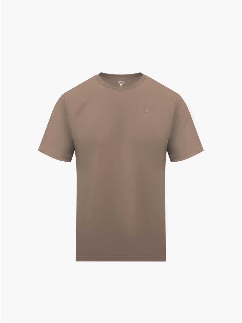 Áo Thun In Logo Tròn 4M Form Slimfit AT161 Màu Nâu Nhạt