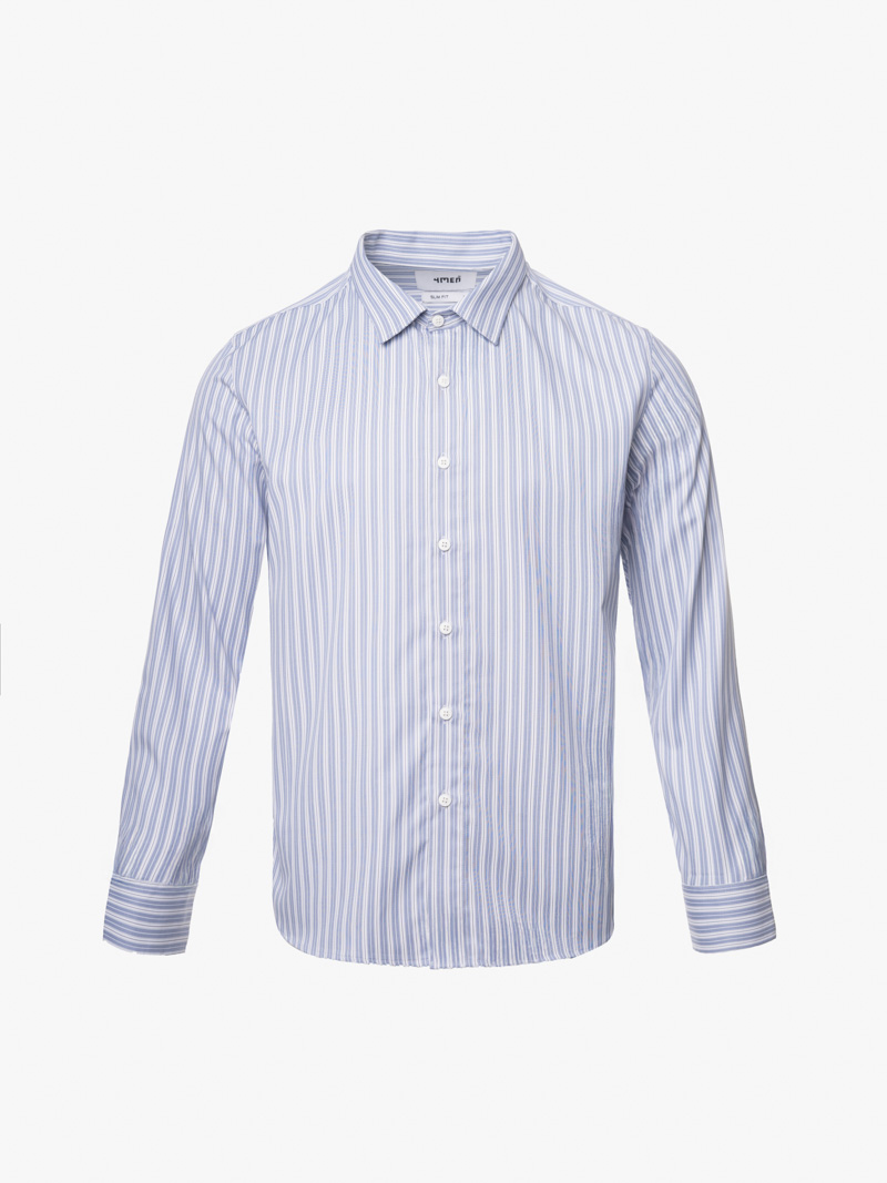 ao so mi soc han che nhan wrinkle x theu chu peak hour form slimfit sm176