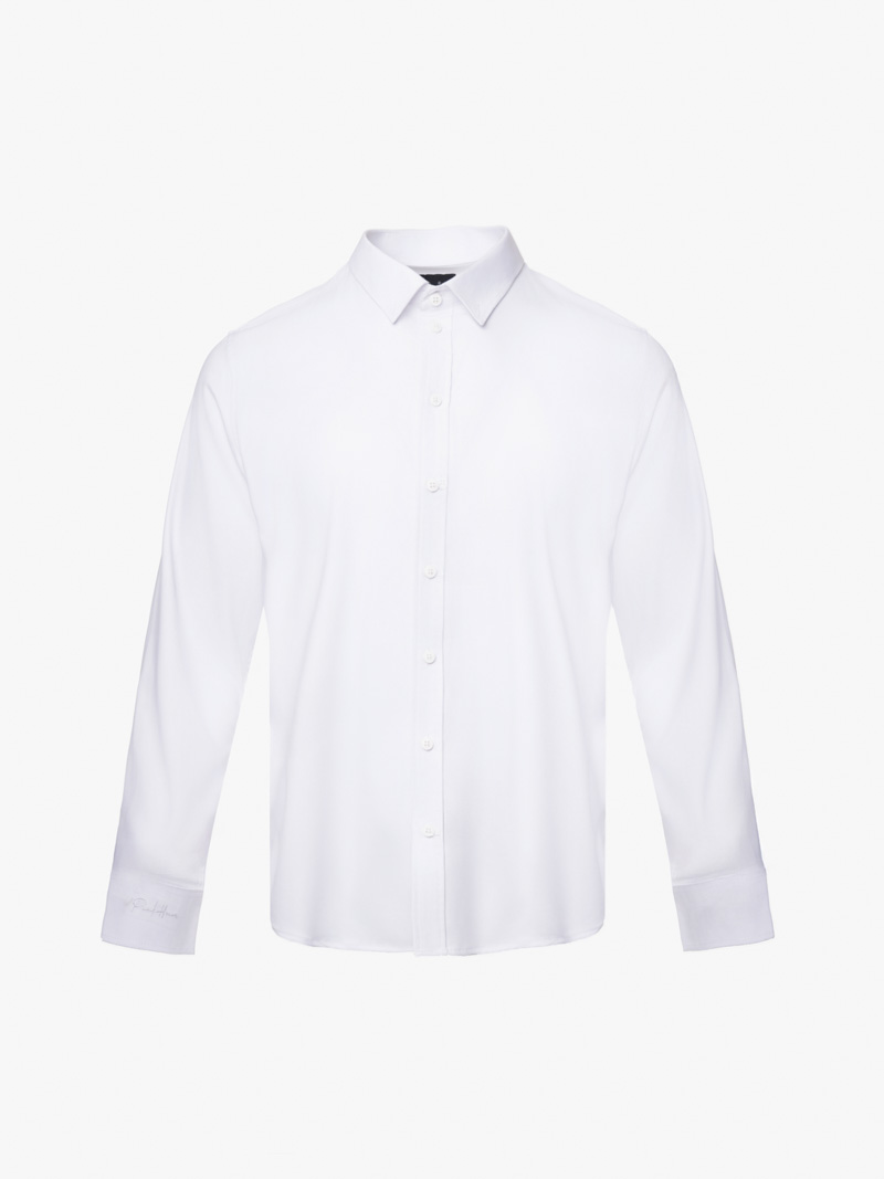 Áo Sơ Mi Trơn Hạn Chế Nhăn Wrinkle X Thêu Peakhour Form Slimfit SM181 Màu Trắng Kem